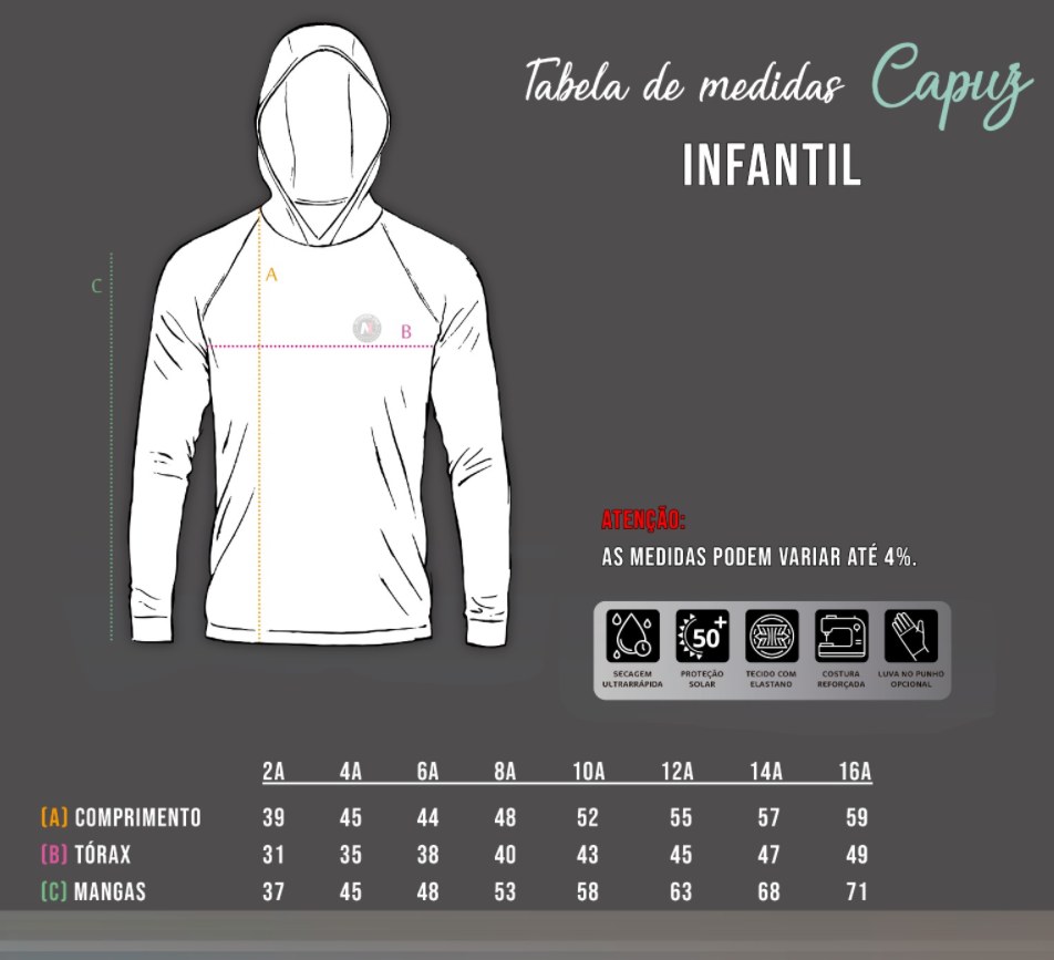 Camisa Oficial Partiu Tucuna — medidas infantil